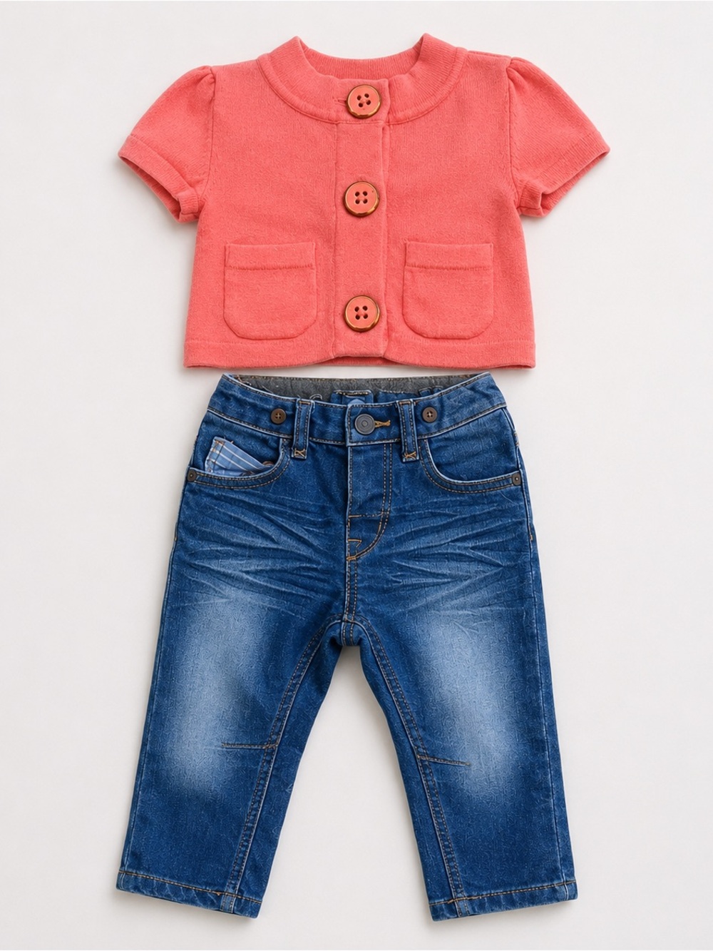 Gap Top & H&M Bleached Jeans 12-18M